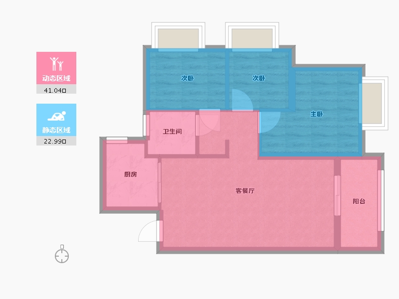 云南省-昆明市-保利阳光城翡丽公园-56.95-户型库-动静分区