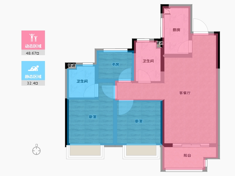 浙江省-湖州市-华纺湖誉府-71.20-户型库-动静分区