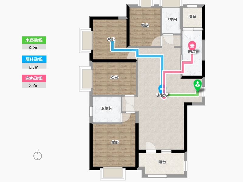 湖北省-武汉市-招商江湾国际2号楼-98.00-户型库-动静线