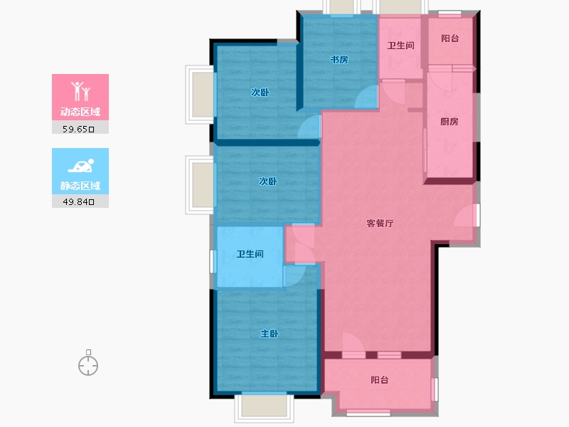 湖北省-武汉市-招商江湾国际2号楼-98.00-户型库-动静分区