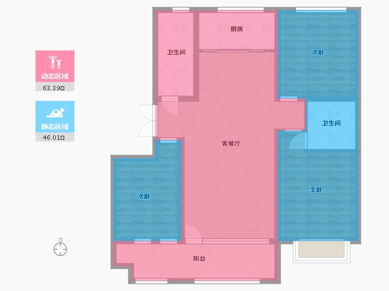 山东省-潍坊市-雅柏文一号公馆-97.60-户型库-动静分区