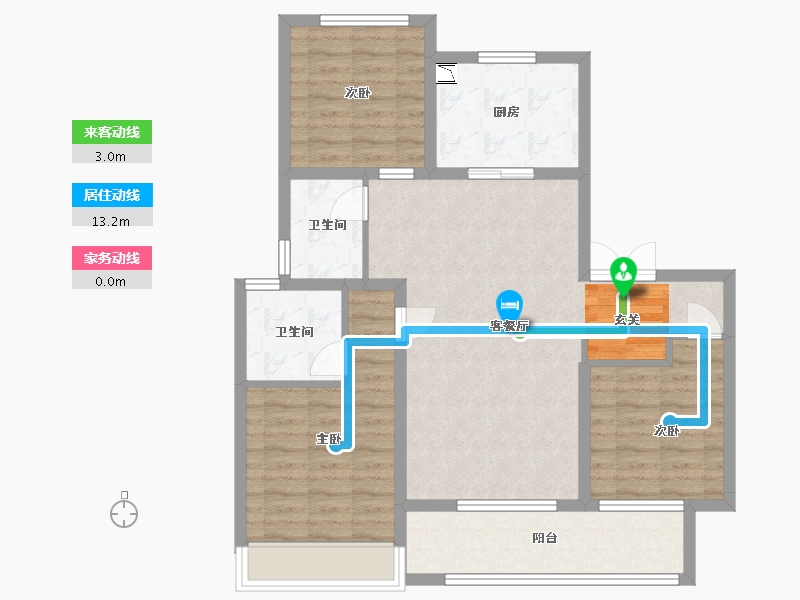 山东省-潍坊市-中梁新嘉拾光悦-88.80-户型库-动静线