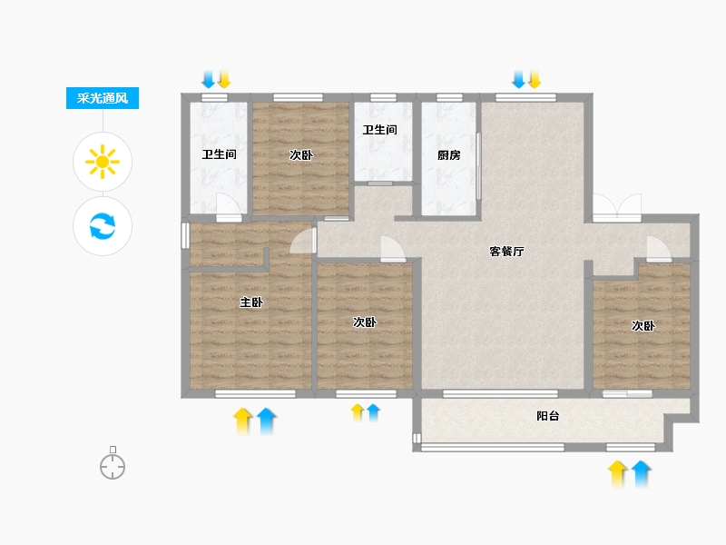 山东省-潍坊市-潍州公馆-114.40-户型库-采光通风