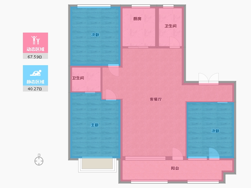 山东省-潍坊市-雅柏文一号公馆-96.80-户型库-动静分区