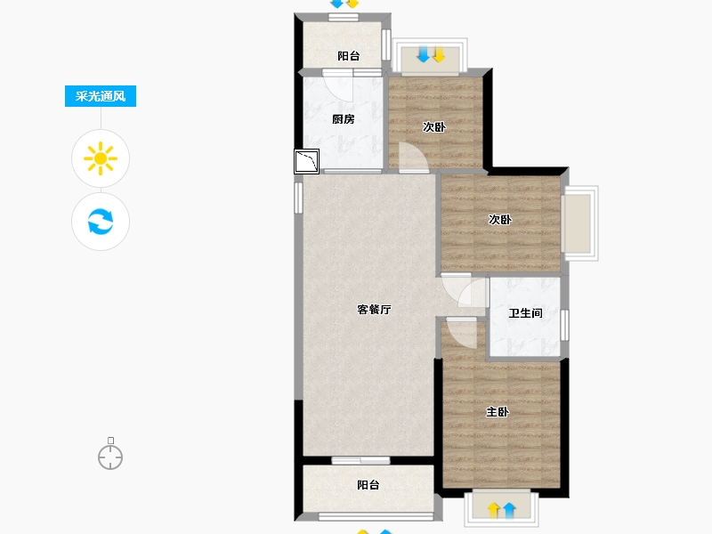 安徽省-蚌埠市-恒大滨河左岸-82.40-户型库-采光通风