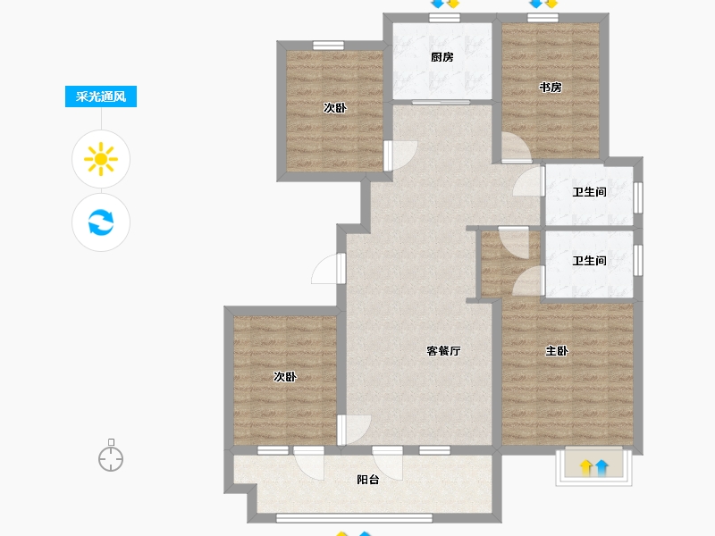 山东省-德州市-石榴春江明月-103.20-户型库-采光通风