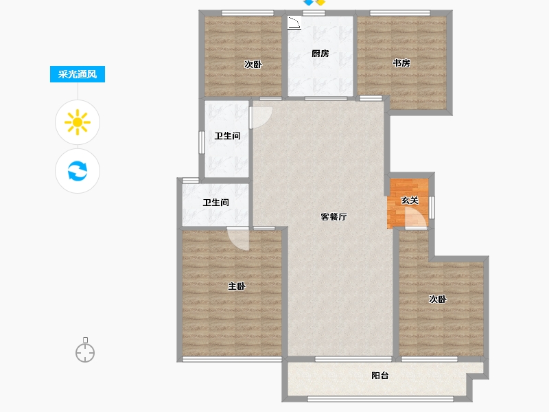 山东省-潍坊市-中梁新嘉拾光悦-119.21-户型库-采光通风