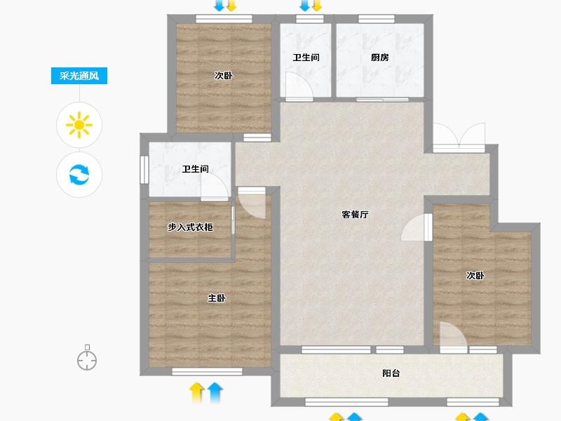 山东省-潍坊市-潍州公馆-95.20-户型库-采光通风