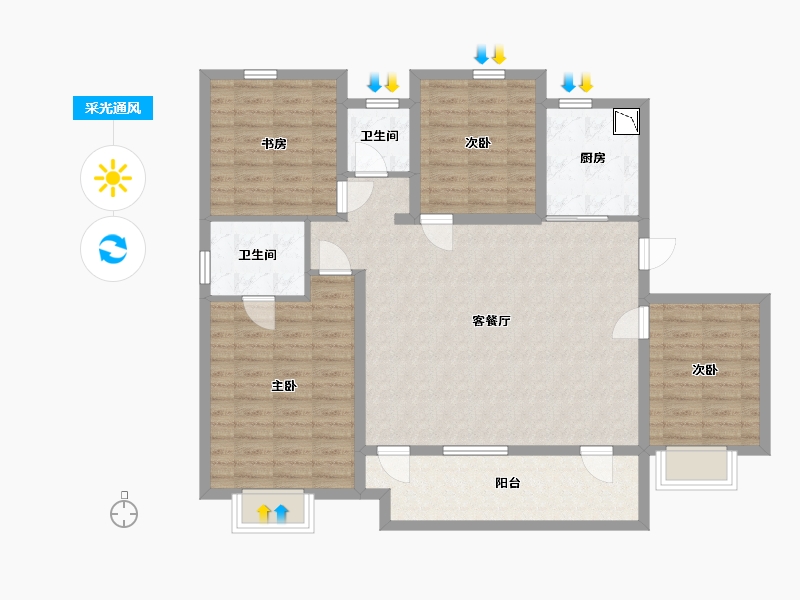 山东省-德州市-石榴春江明月-111.19-户型库-采光通风