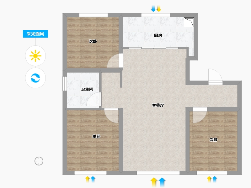 吉林省-长春市-万科翠湖春晓-80.00-户型库-采光通风