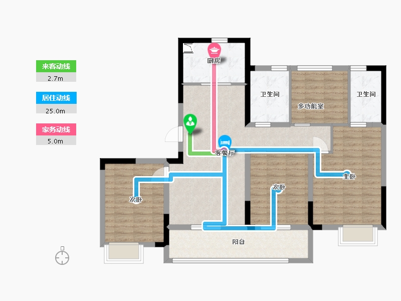 浙江省-宁波市-明洲锦绣桃源-105.60-户型库-动静线