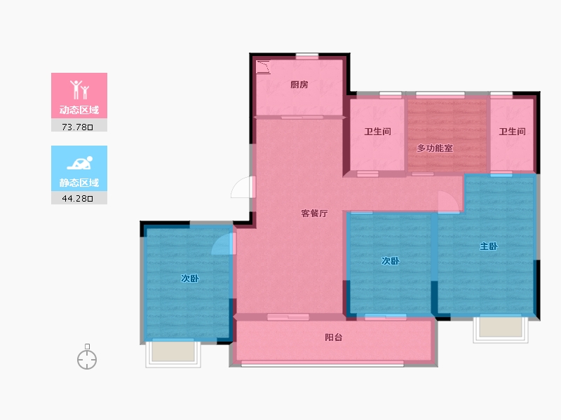 浙江省-宁波市-明洲锦绣桃源-105.60-户型库-动静分区