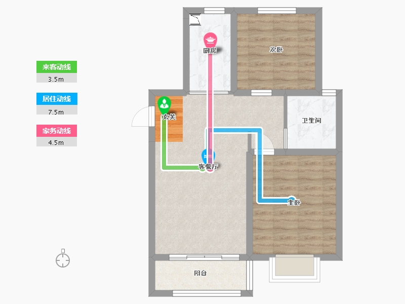 河北省-唐山市-恒旺君悦府-60.88-户型库-动静线