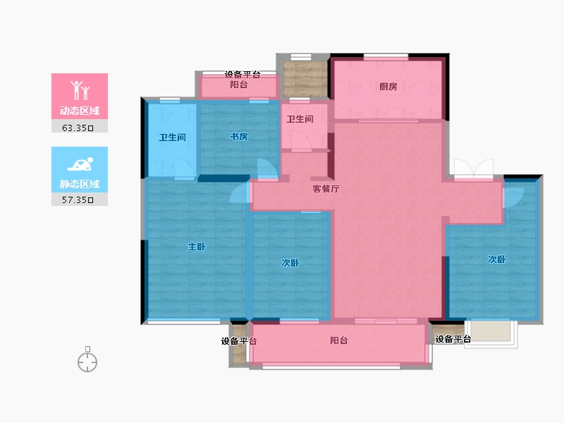 浙江省-宁波市-宝龙雅戈尔江汇城-111.20-户型库-动静分区