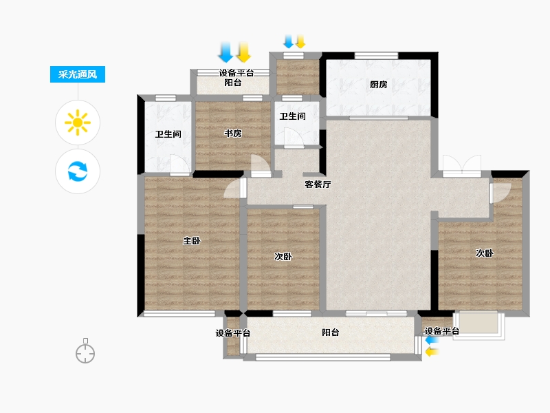 浙江省-宁波市-宝龙雅戈尔江汇城-111.20-户型库-采光通风