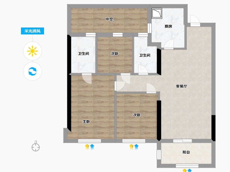 福建省-漳州市-阳光城大唐翡丽印象-69.17-户型库-采光通风