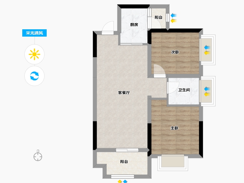 广东省-惠州市-东亚・俪景轩-59.55-户型库-采光通风