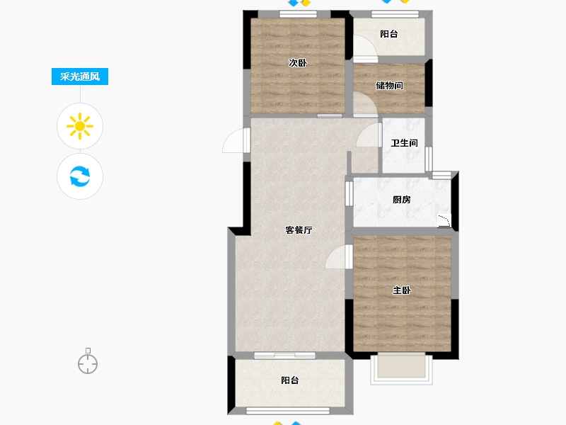 浙江省-宁波市-明洲锦绣桃源-72.00-户型库-采光通风