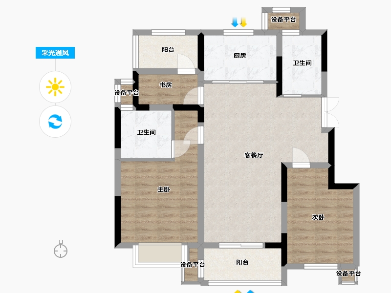 浙江省-宁波市-宝龙雅戈尔江汇城-83.20-户型库-采光通风