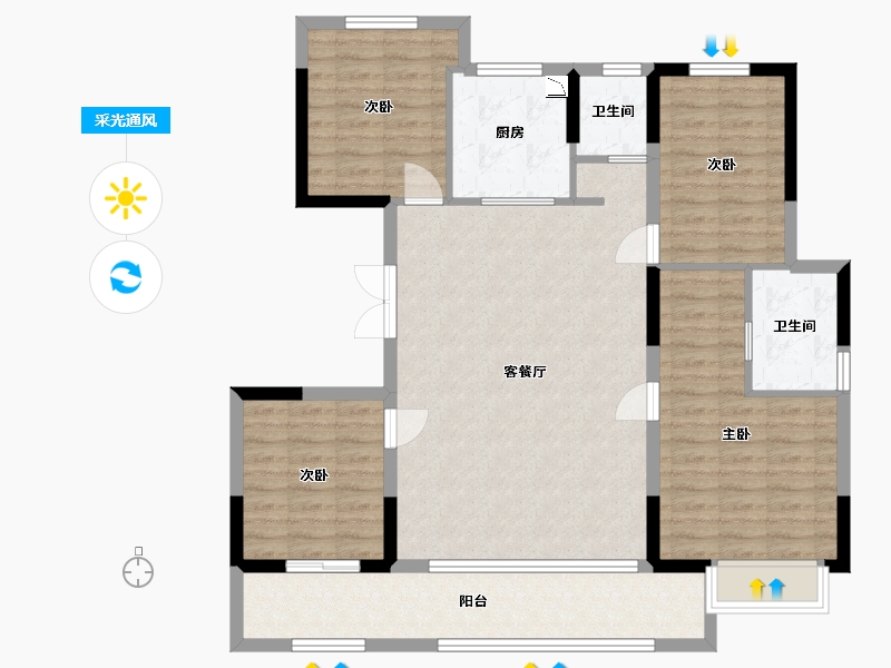 浙江省-宁波市-崇文花园-111.20-户型库-采光通风