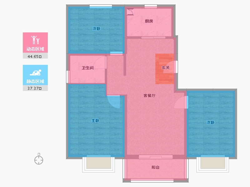 河北省-唐山市-恒旺君悦府-73.01-户型库-动静分区