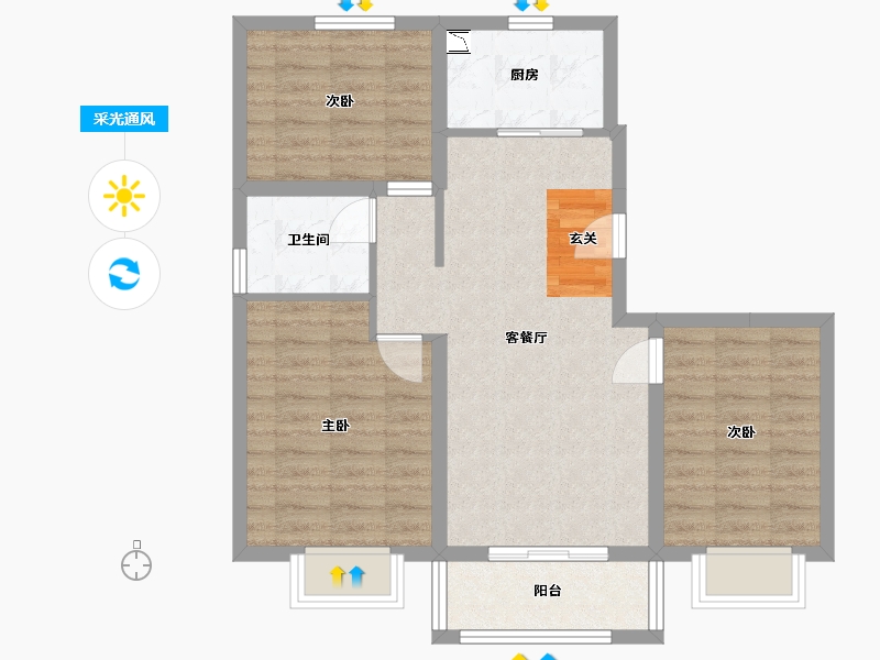 河北省-唐山市-恒旺君悦府-73.01-户型库-采光通风