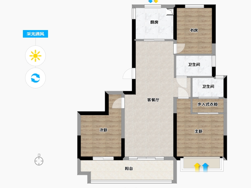 浙江省-宁波市-崇文花园-87.99-户型库-采光通风