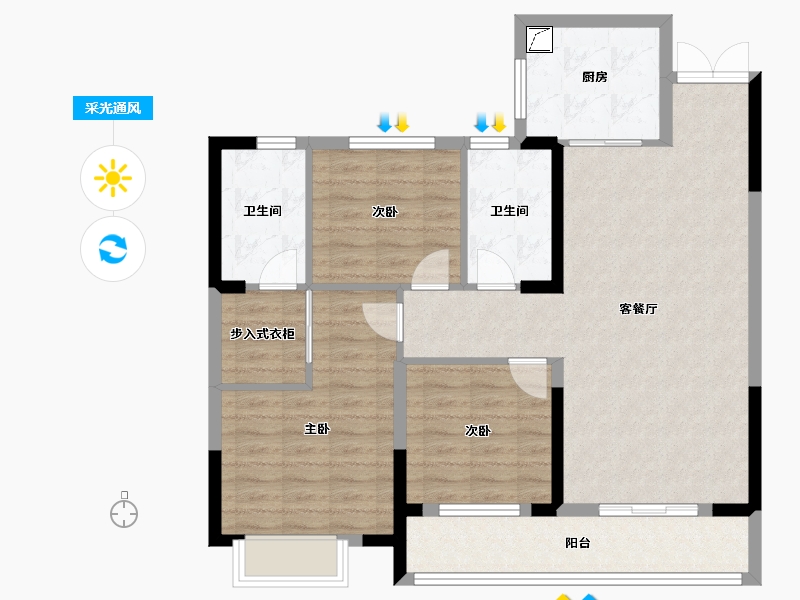 湖北省-仙桃市-蓝天白云-94.41-户型库-采光通风