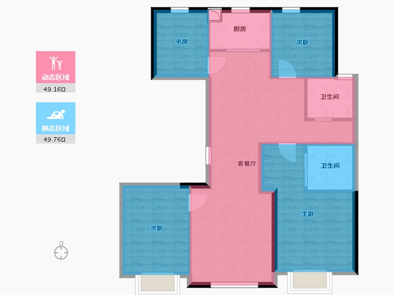 北京-北京市-保利绿城・和锦诚园-89.07-户型库-动静分区