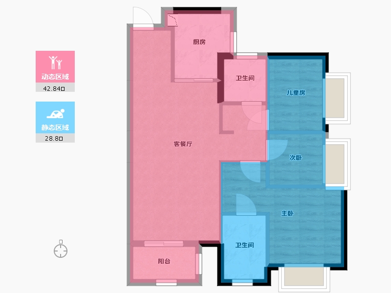 广东省-东莞市-华侨城纯水岸-63.81-户型库-动静分区