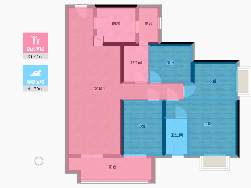 广东省-汕尾市-保利麓公馆-94.48-户型库-动静分区