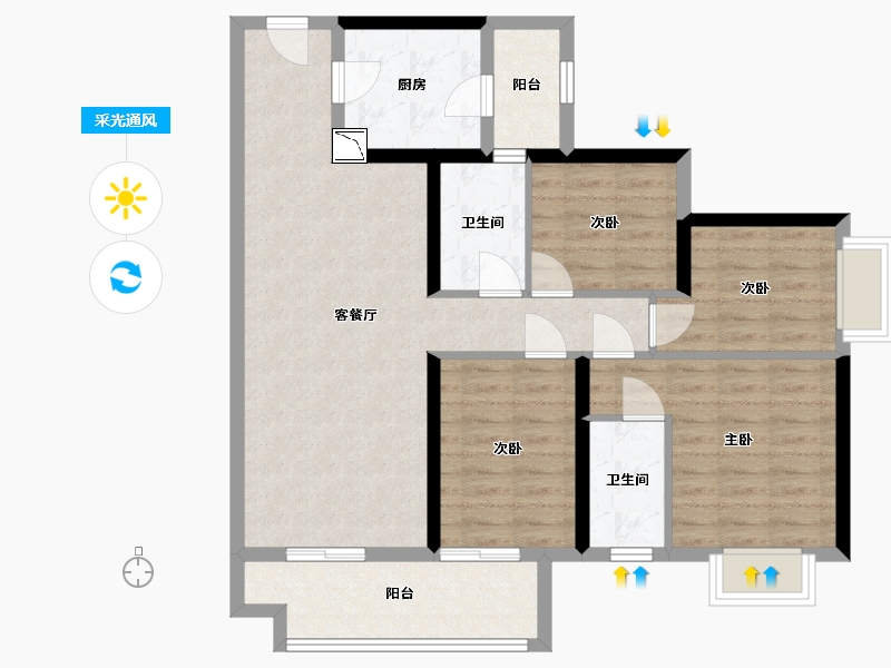 广东省-汕尾市-保利麓公馆-94.48-户型库-采光通风