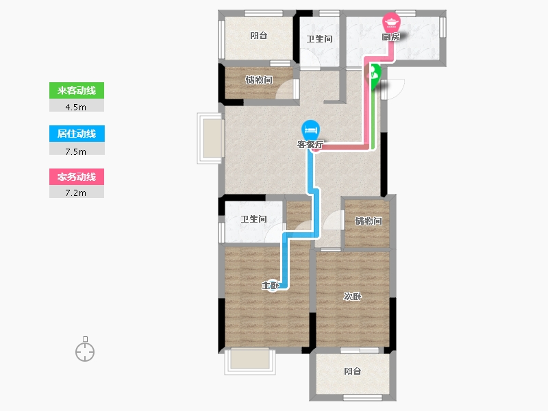 浙江省-宁波市-明洲锦绣桃源-87.20-户型库-动静线