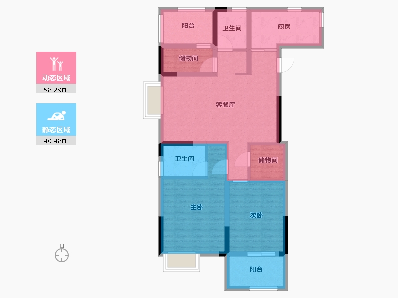 浙江省-宁波市-明洲锦绣桃源-87.20-户型库-动静分区