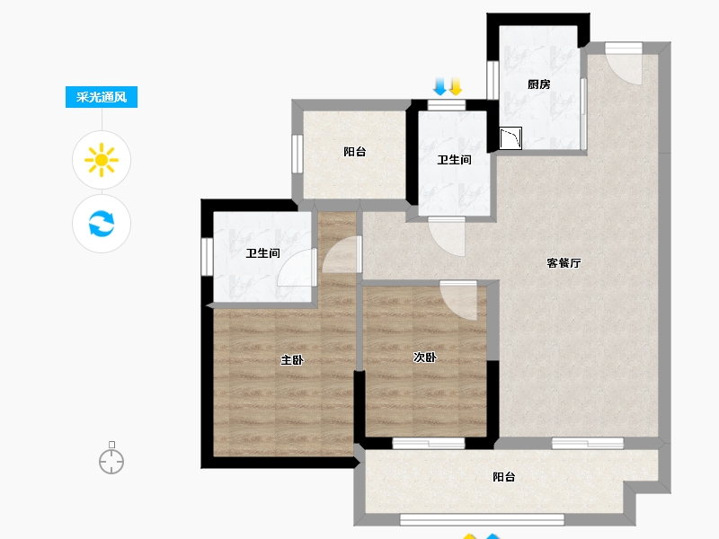 广东省-惠州市-金地招商中交未来理想（未来花园）-71.10-户型库-采光通风