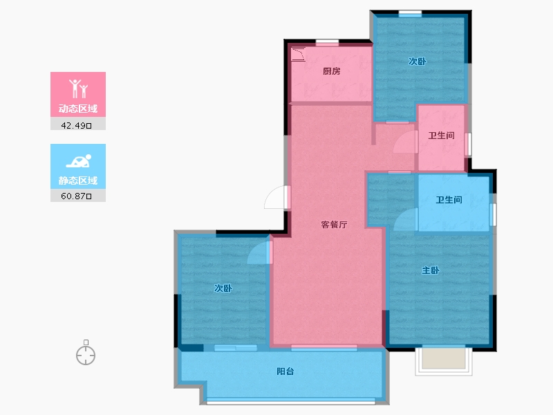 浙江省-宁波市-明洲锦绣桃源-92.80-户型库-动静分区