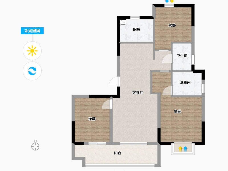 浙江省-宁波市-明洲锦绣桃源-92.80-户型库-采光通风