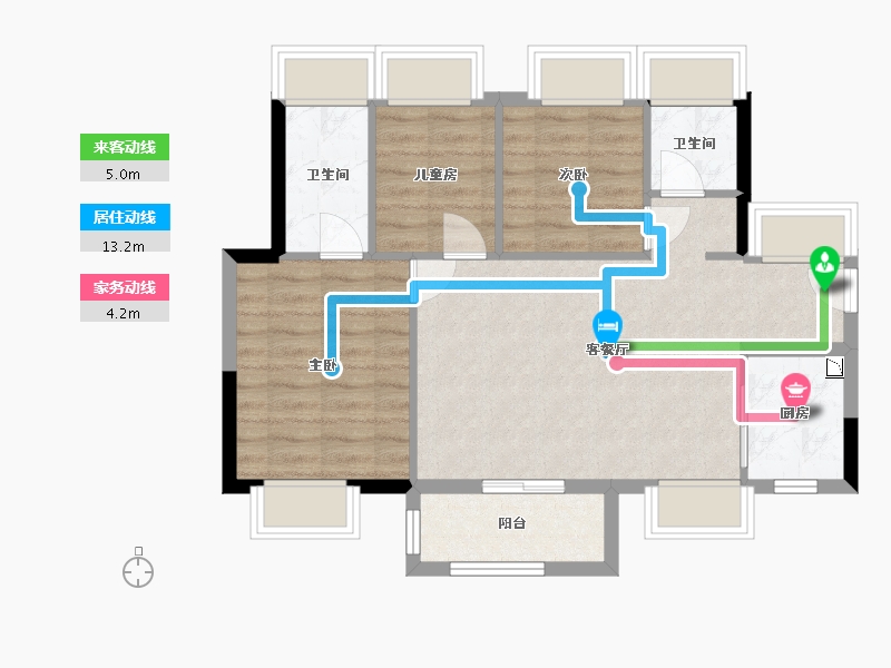 广东省-东莞市-华侨城纯水岸-69.30-户型库-动静线