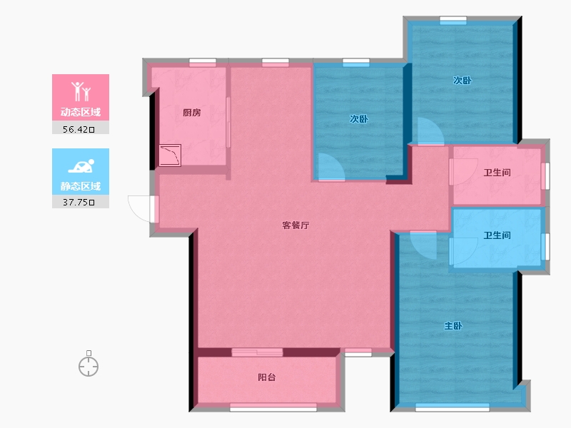 福建省-漳州市-阳光城大唐翡丽印象-84.00-户型库-动静分区