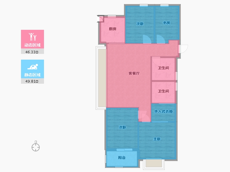 浙江省-杭州市-滨江御滨府-87.51-户型库-动静分区