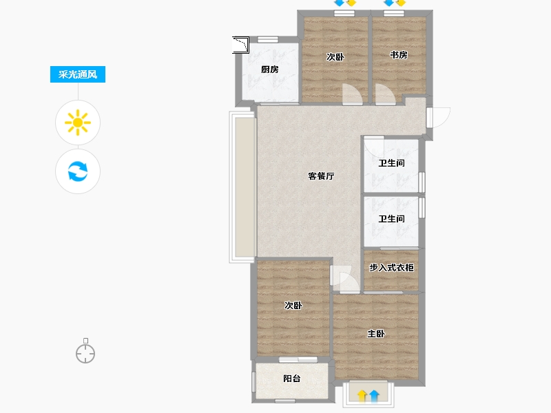 浙江省-杭州市-滨江御滨府-87.51-户型库-采光通风