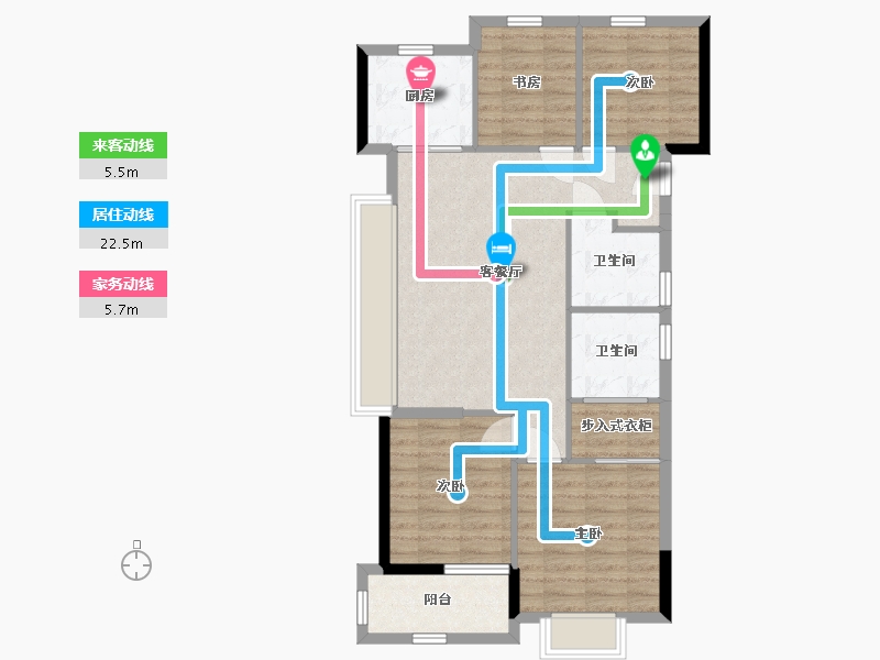 浙江省-杭州市-滨江沁语晓庭-84.24-户型库-动静线