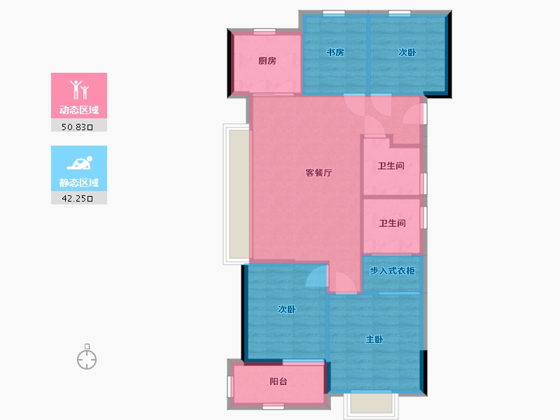 浙江省-杭州市-滨江沁语晓庭-84.24-户型库-动静分区