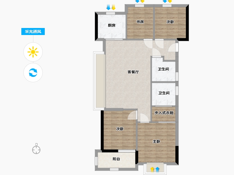 浙江省-杭州市-滨江沁语晓庭-84.24-户型库-采光通风