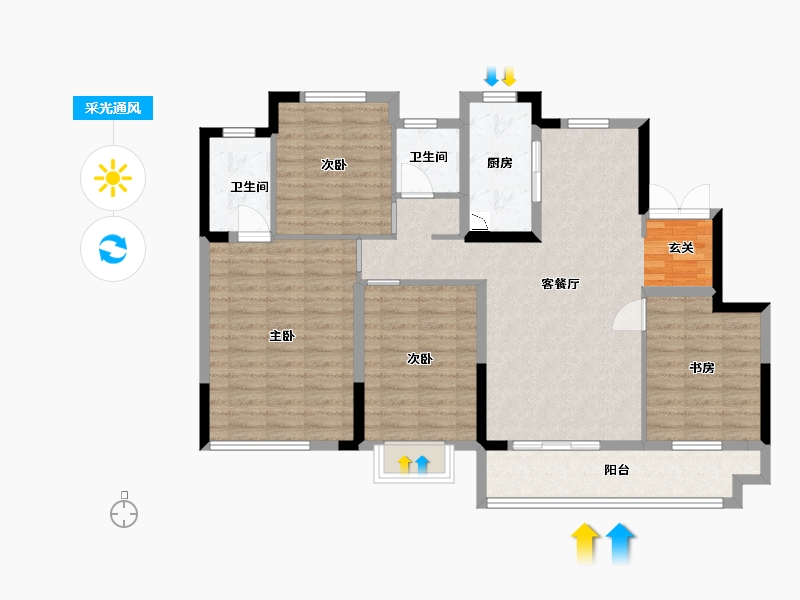 河南省-南阳市-中梁珑熙府-108.00-户型库-采光通风