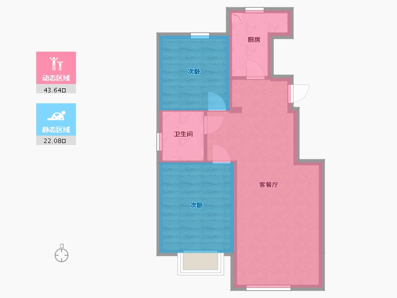 黑龙江省-哈尔滨市-新松・�Z荟祥府-58.53-户型库-动静分区