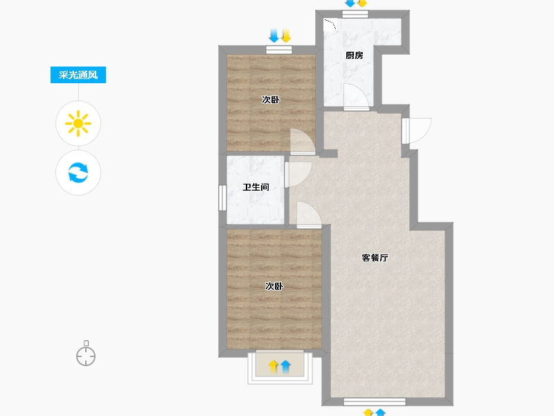 黑龙江省-哈尔滨市-新松・�Z荟祥府-58.53-户型库-采光通风