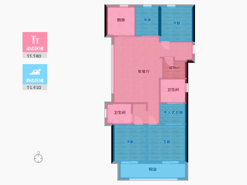 浙江省-杭州市-绿城春风金沙-96.74-户型库-动静分区