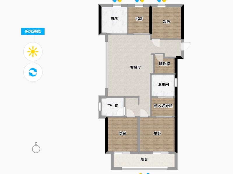 浙江省-杭州市-绿城春风金沙-96.74-户型库-采光通风