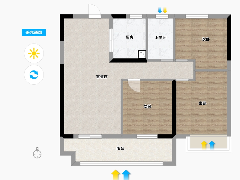 河南省-南阳市-中梁珑熙府-76.80-户型库-采光通风